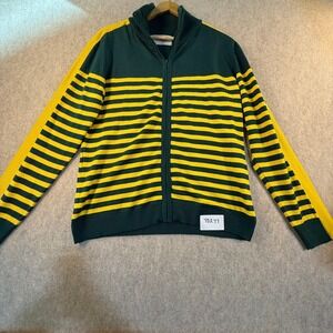 Emerson Street Baylor University Full Zip Sweater Green Yellow Striped Large